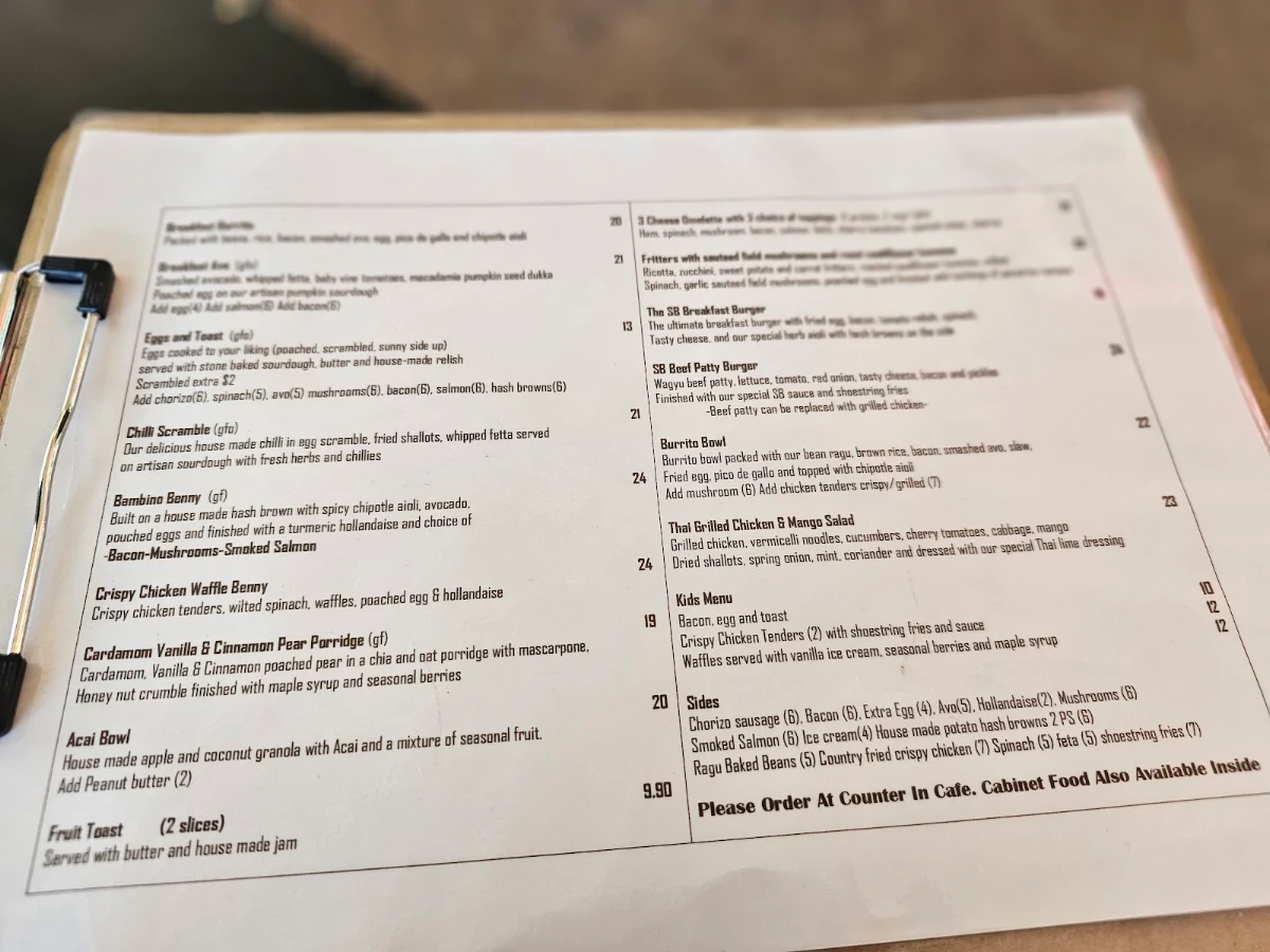 Menu, Sweet Bambino speciality coffee