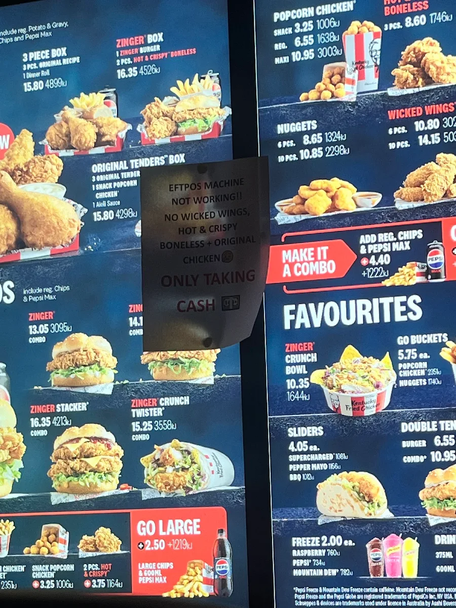 Menu, KFC Miranda