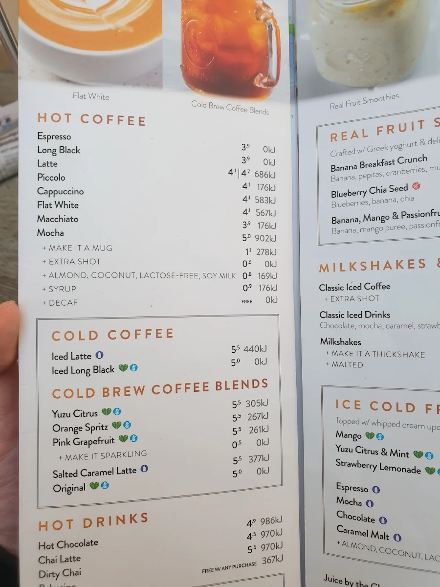 Menu, The Coffee Club