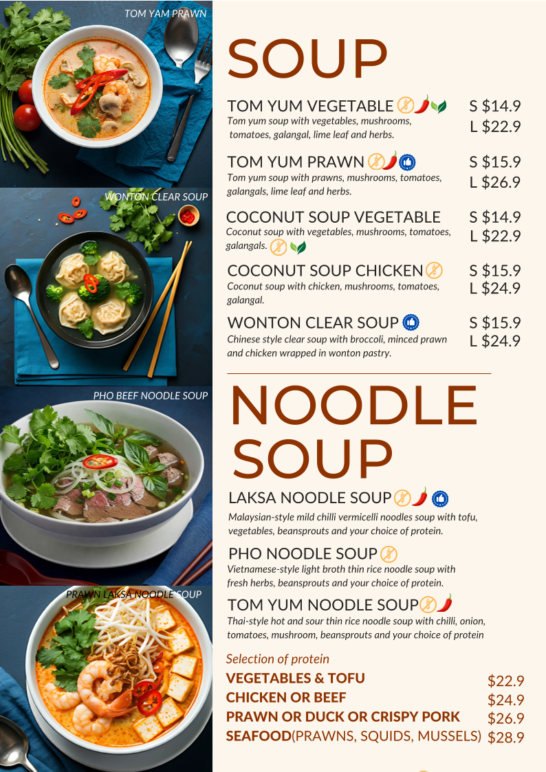 Menu, Blue Lunar Asian