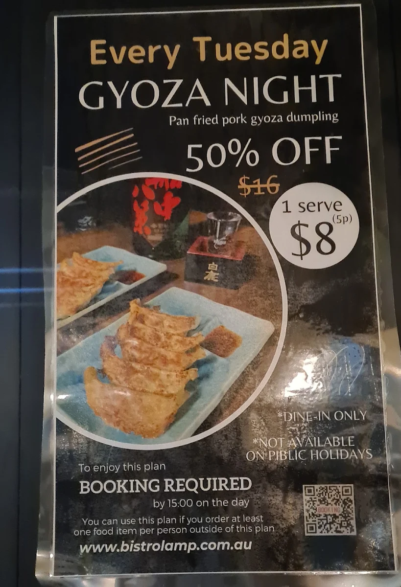 Menu, Bistro Lamp (Japanese Fusion+Bar)
