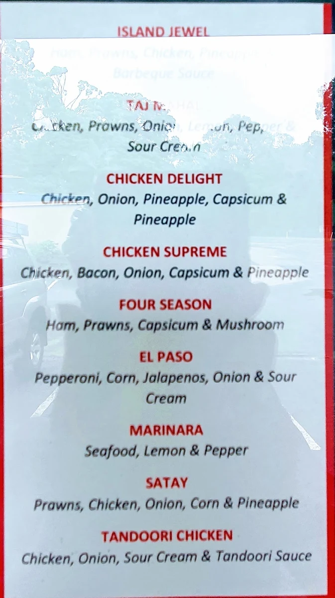 Menu, Mumma's Pizza Cafe