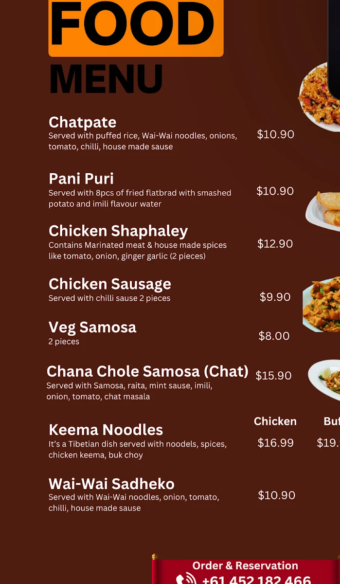 Menu, The Himalaya Bites