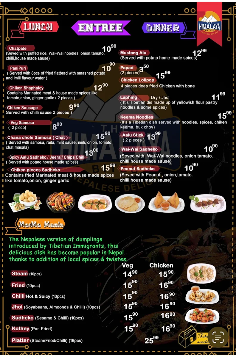 Menu, The Himalaya Bites