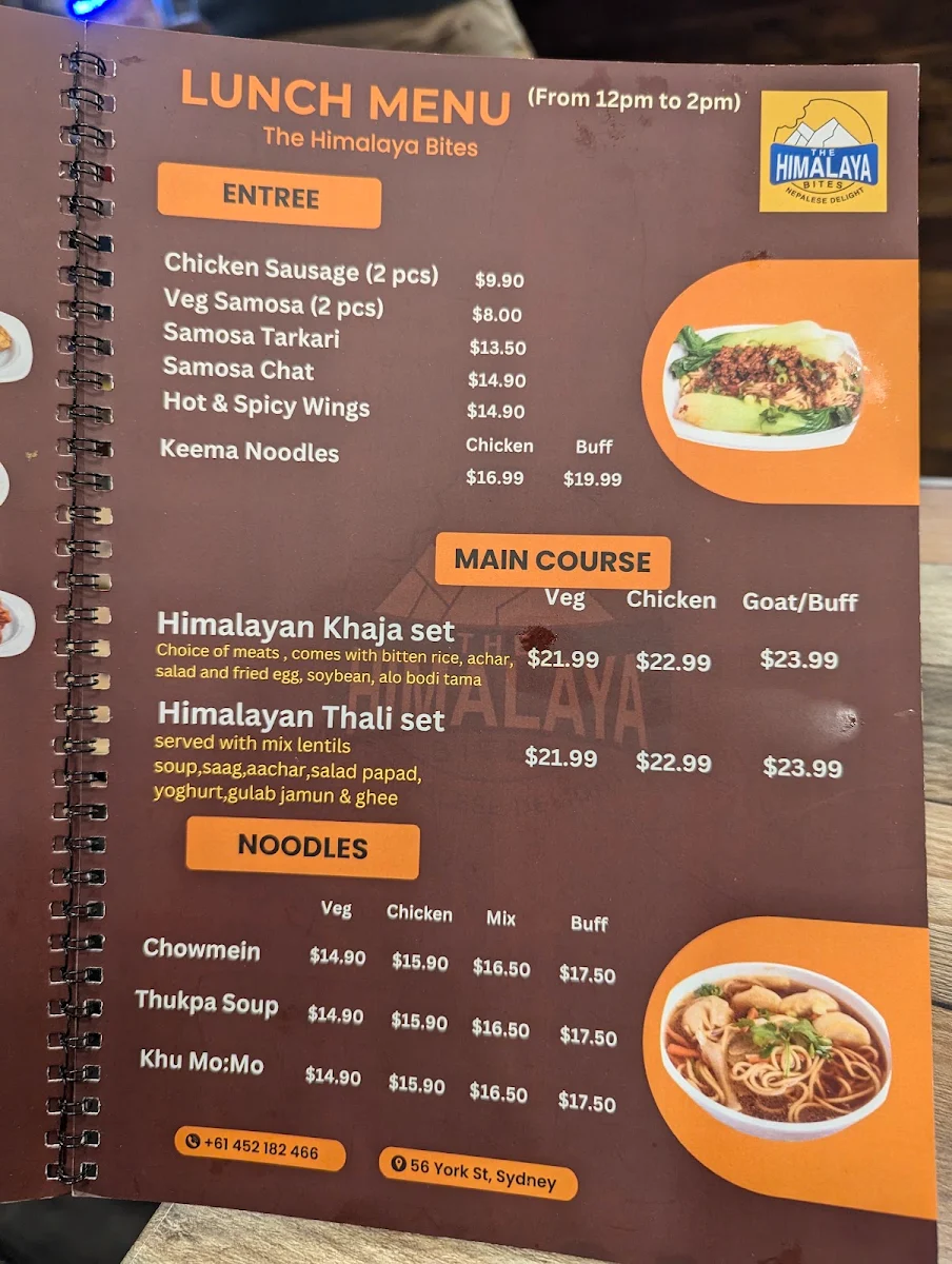 Menu, The Himalaya Bites