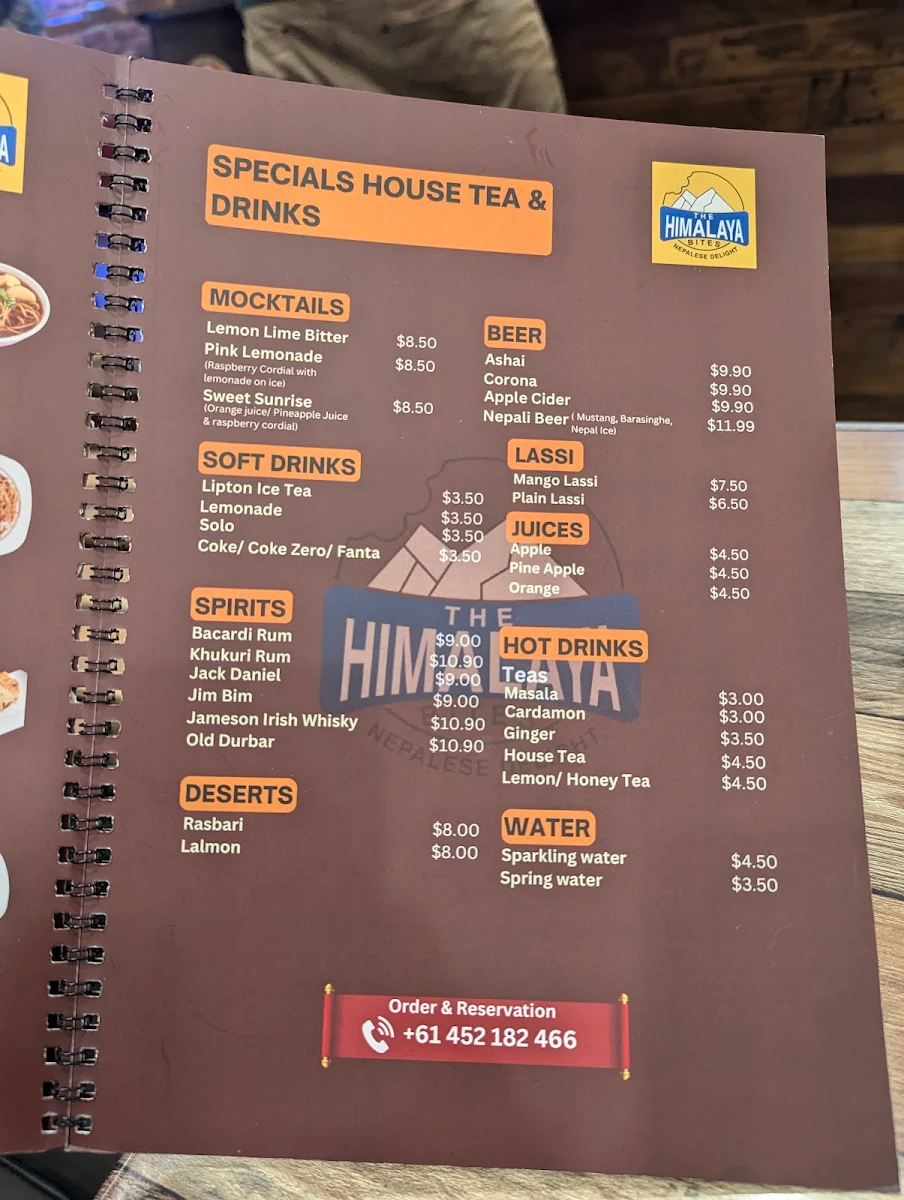 Menu, The Himalaya Bites