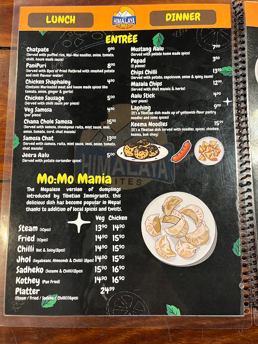 Menu, The Himalaya Bites