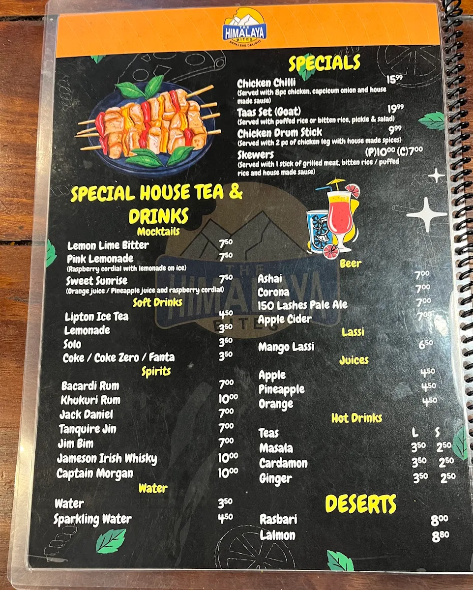 Menu, The Himalaya Bites