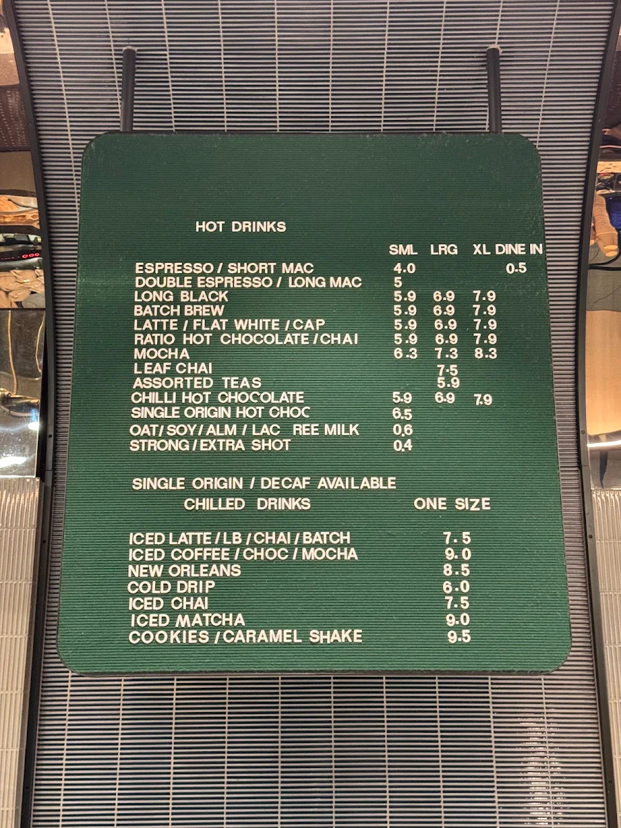 Menu, Axil Coffee Roasters