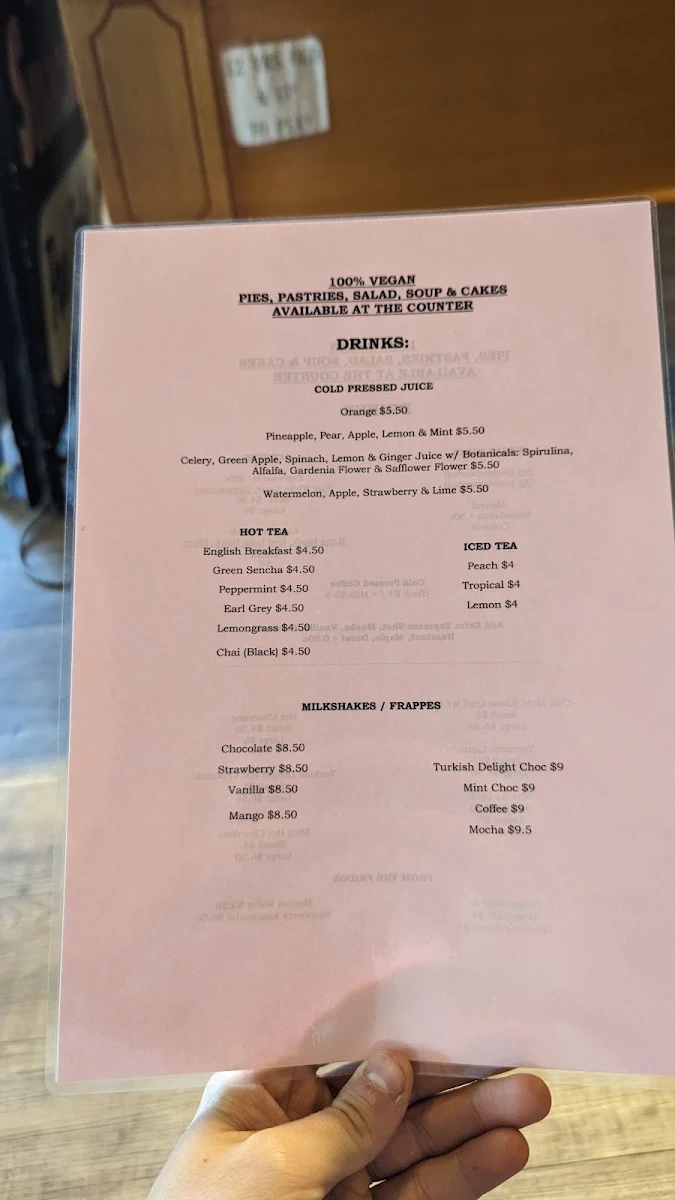 Menu, Paper Moon Coffee House and Functions