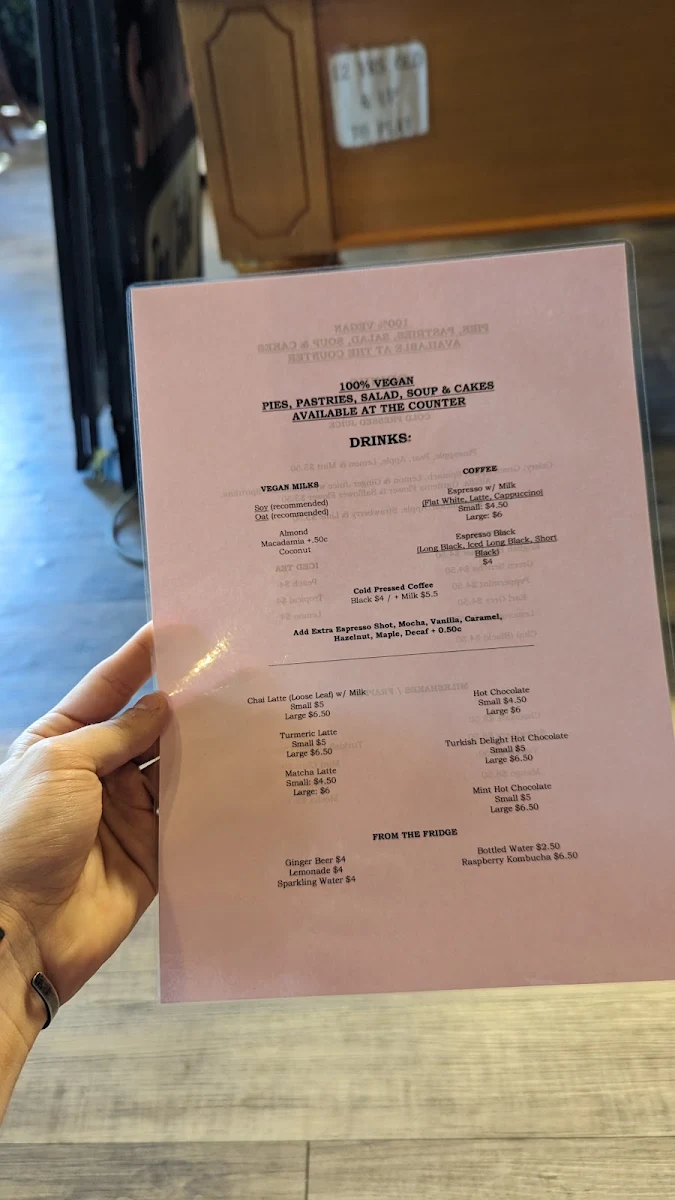 Menu, Paper Moon Coffee House and Functions