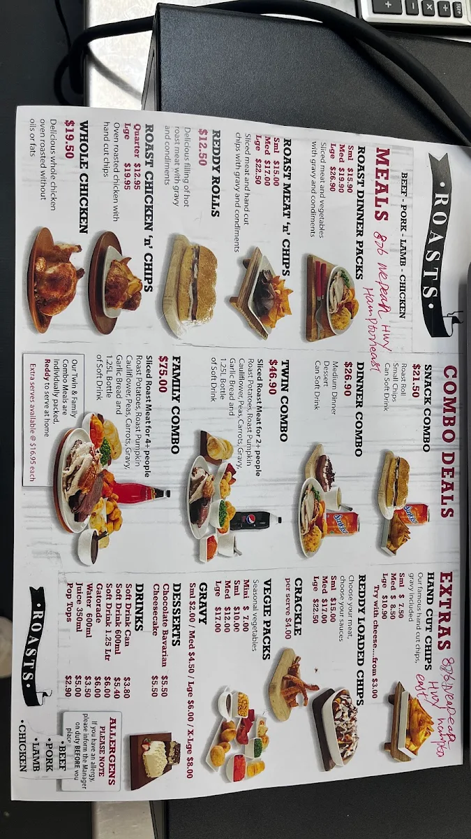 Menu, One Stop All Roasts