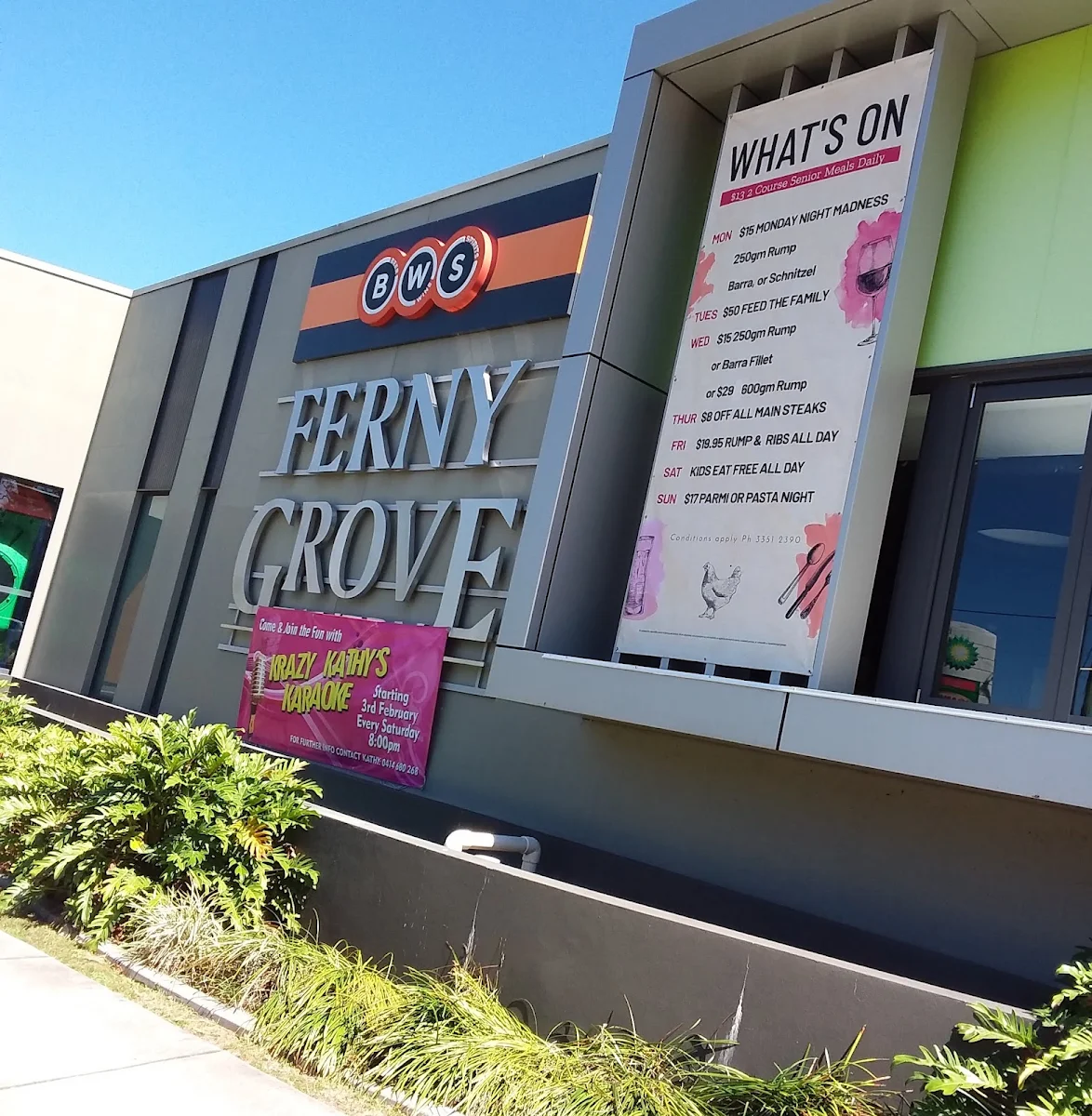 Menu, Ferny Grove Tavern