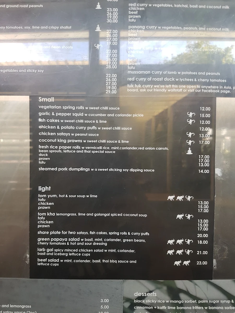 Menu, Mahsuri Thai Restaurant & Bar
