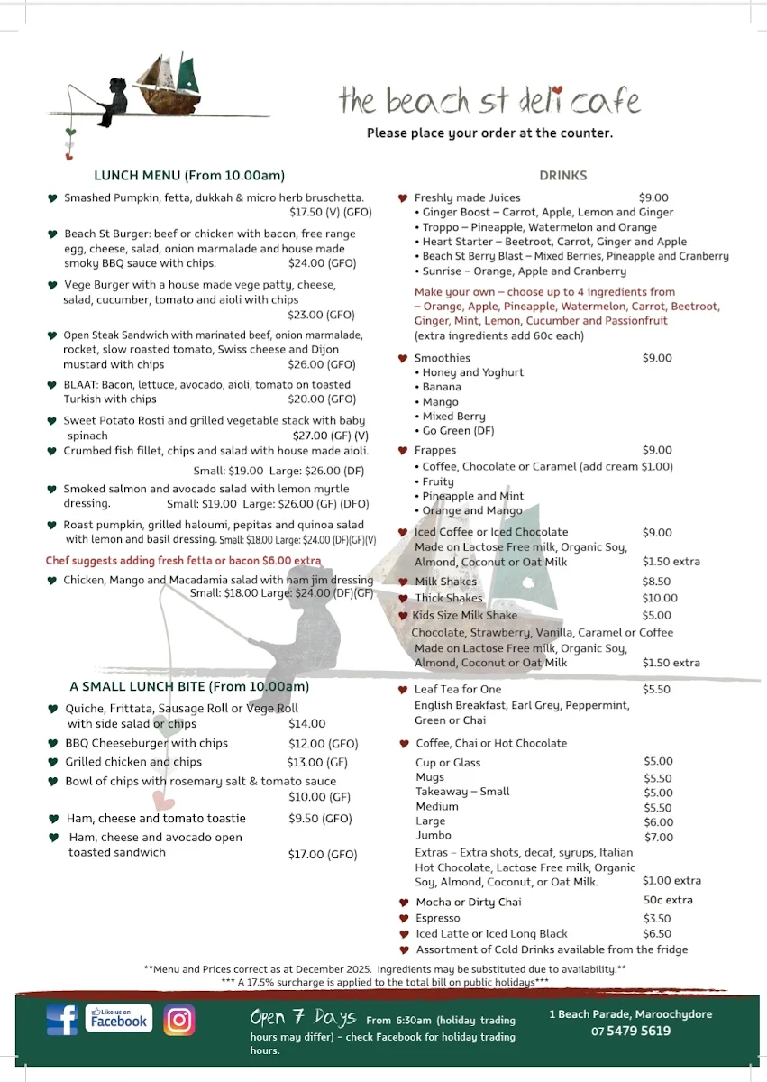 Menu, Beach Street Deli