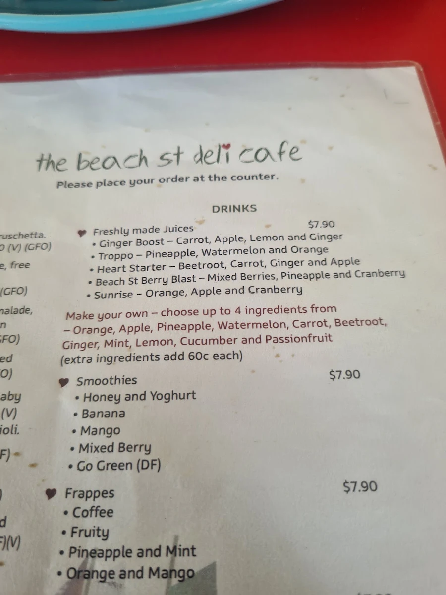 Menu, Beach Street Deli