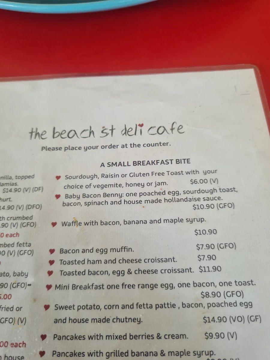 Menu, Beach Street Deli
