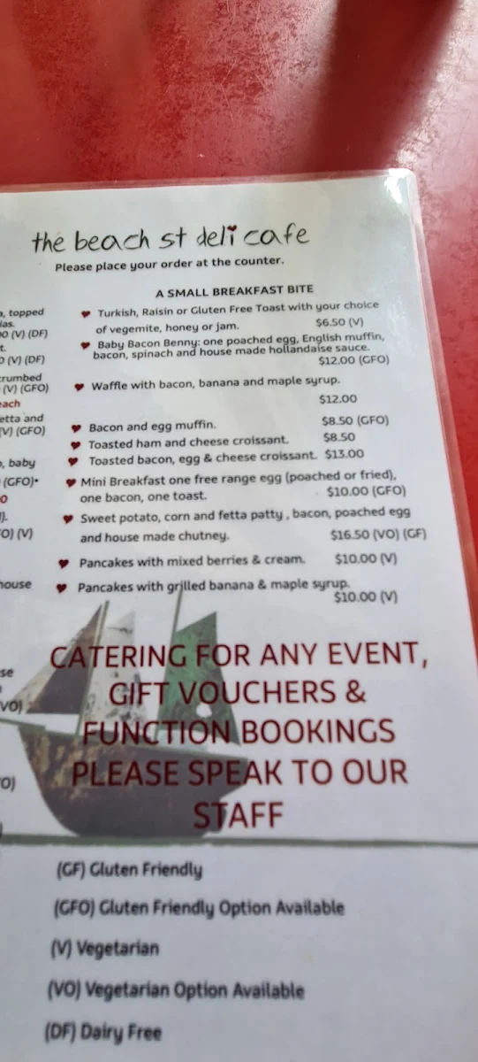 Menu, Beach Street Deli