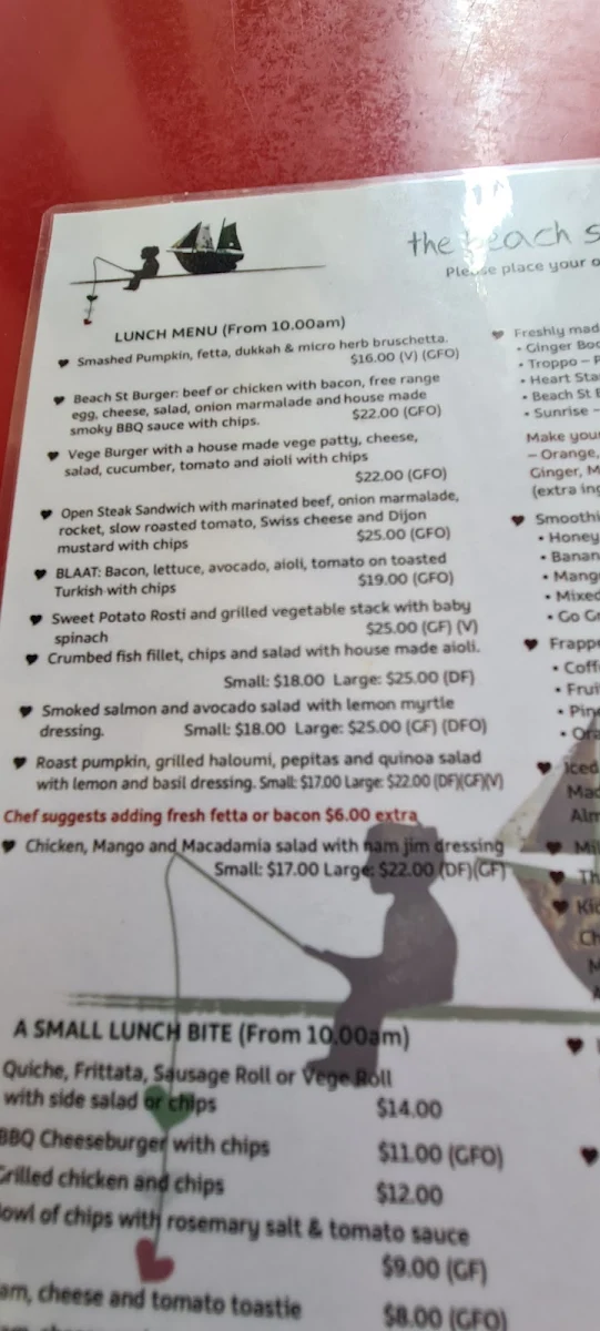 Menu, Beach Street Deli