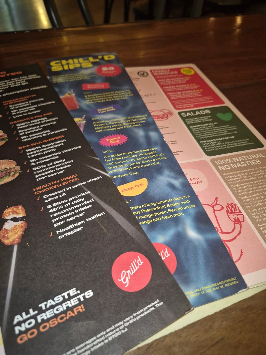 Menu, Grill'd Burgers - Macarthur Square