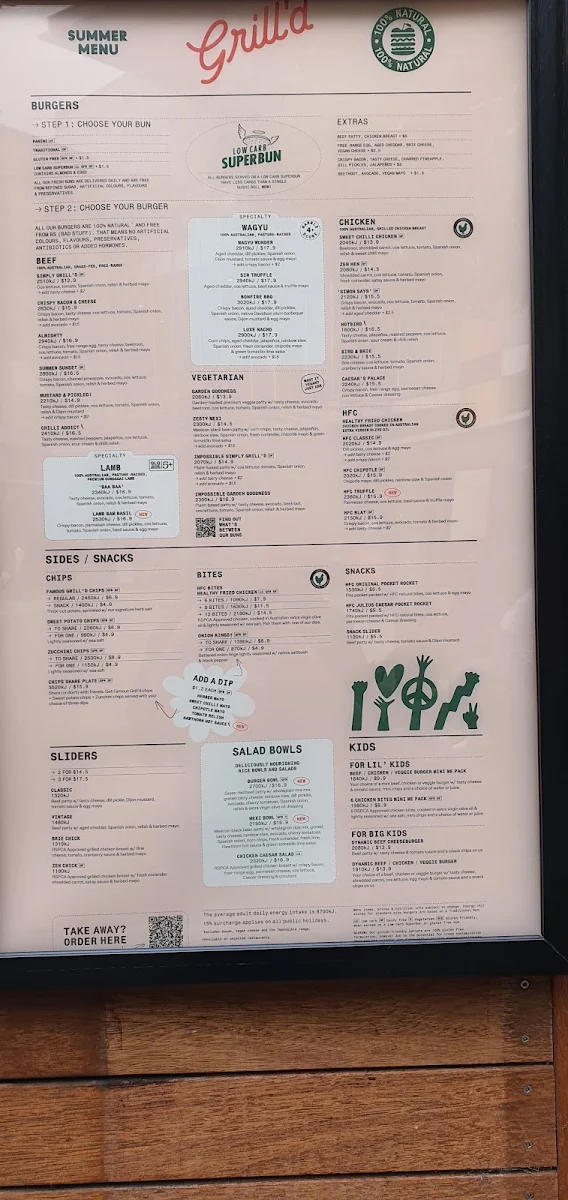 Menu, Grill'd Burgers - Macarthur Square