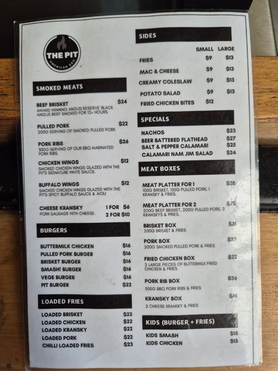 Menu, The Servo Lakes Entrance