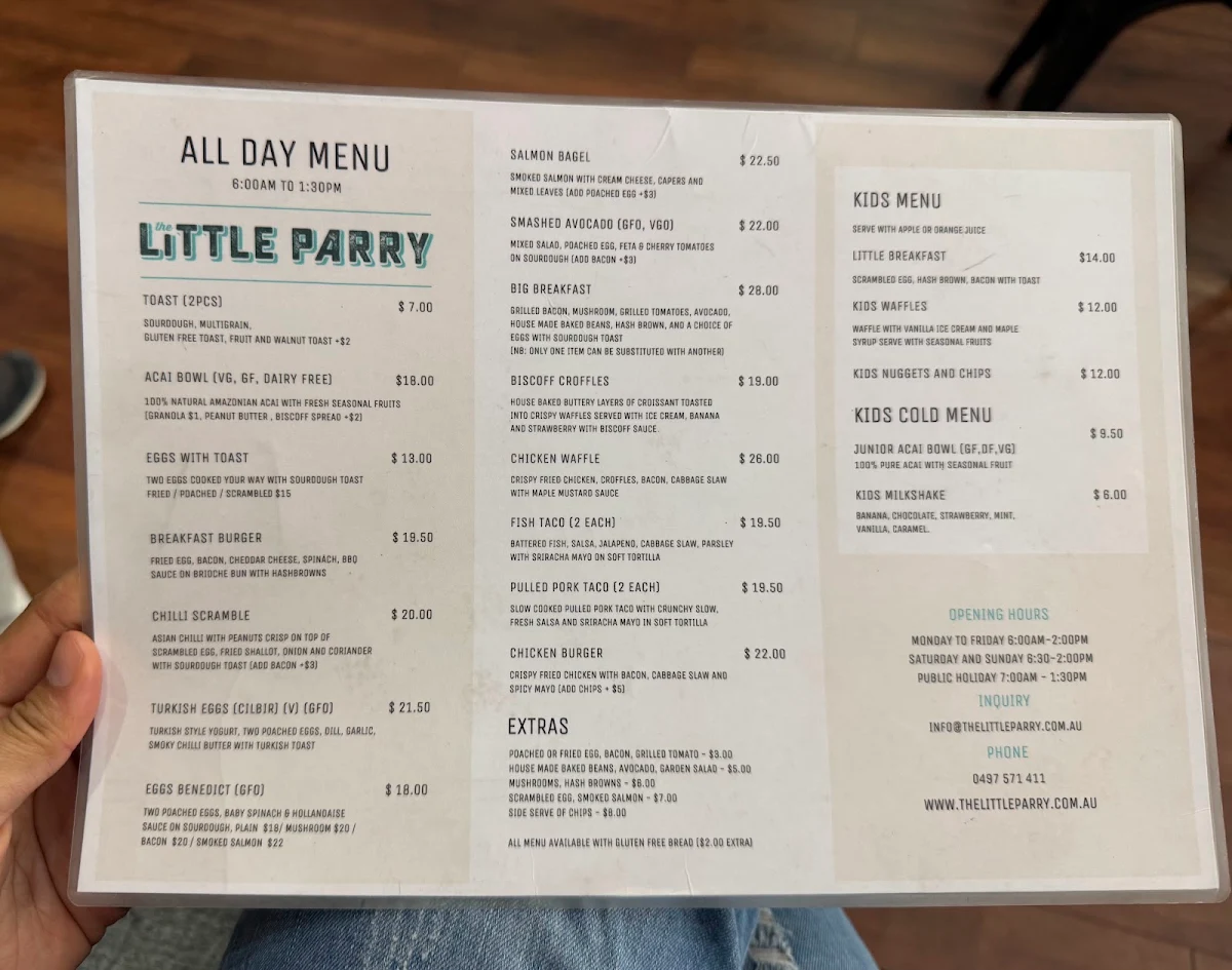 Menu, The Little Parry