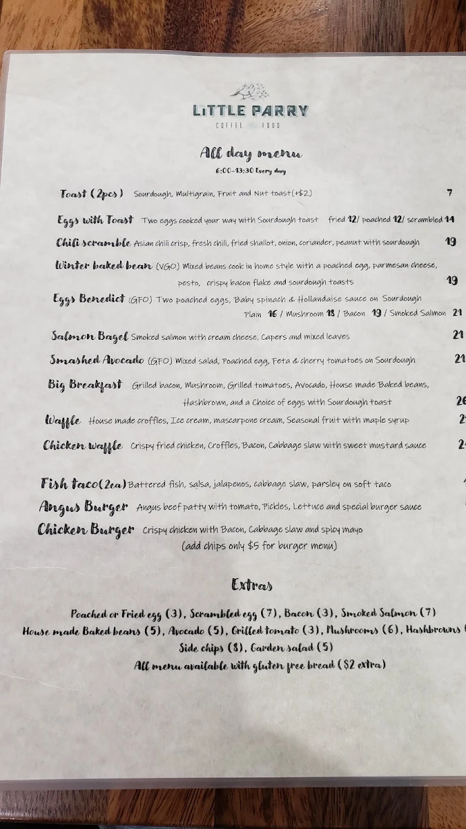 Menu, The Little Parry