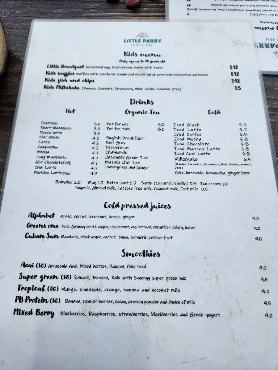 Menu, The Little Parry