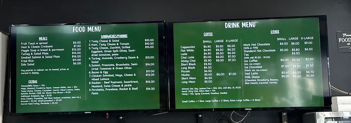Menu, Eltham Deli