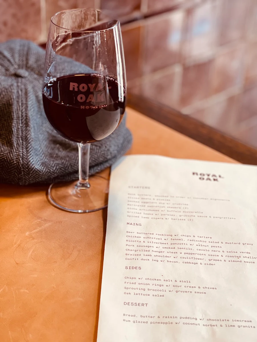 Menu, Royal Oak Hotel