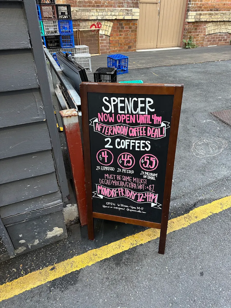 Menu, Spencer Coffee Bar