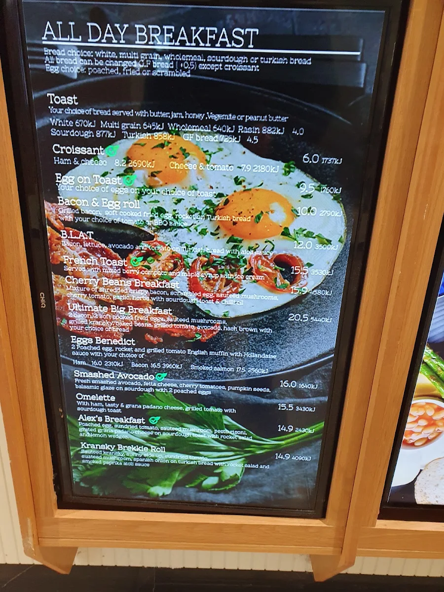 Menu, Caffe Cherry Beans
