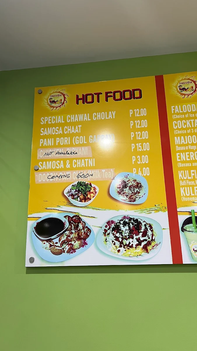 Menu, Falooda House Craigieburn