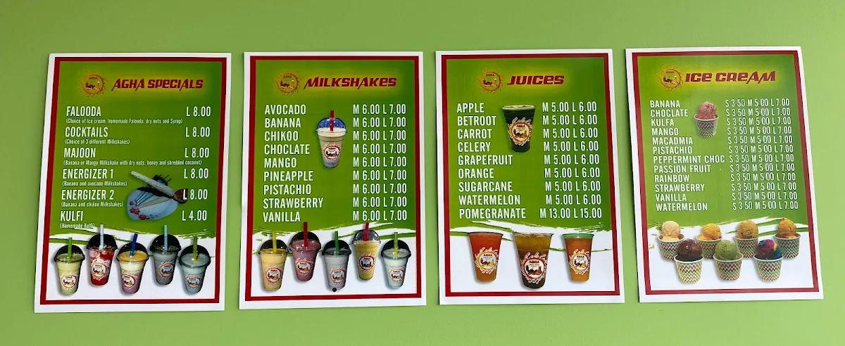 Menu, Falooda House Craigieburn