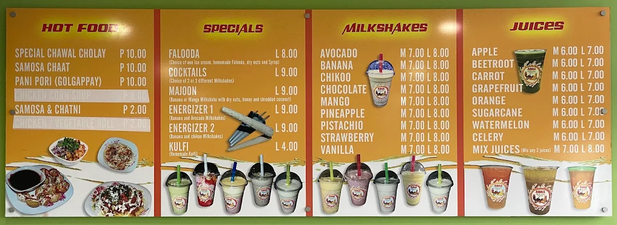 Menu, Falooda House Craigieburn