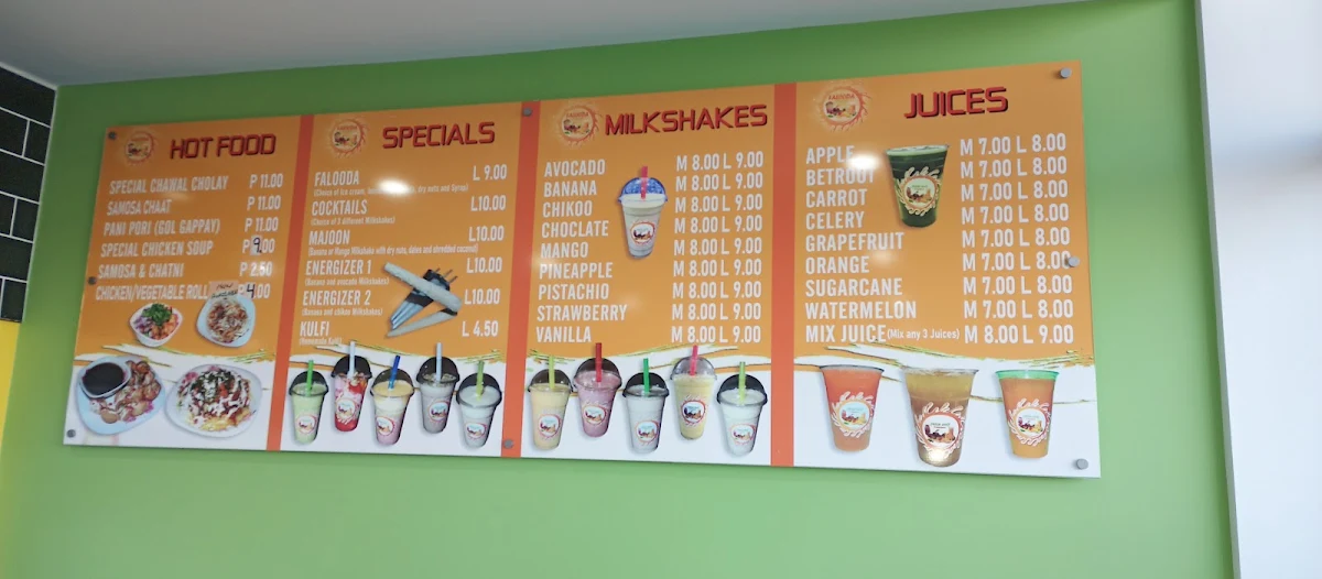 Menu, Falooda House Craigieburn