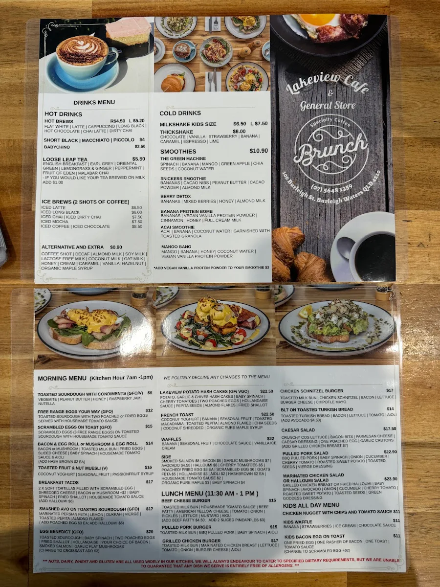 Menu, Lakeview Espresso Burleigh