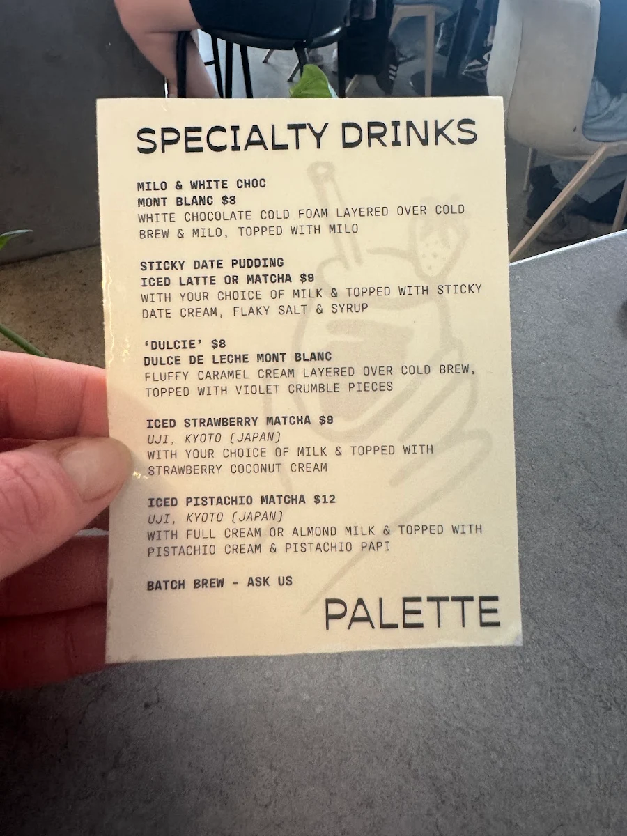 Menu, Palette Fremantle