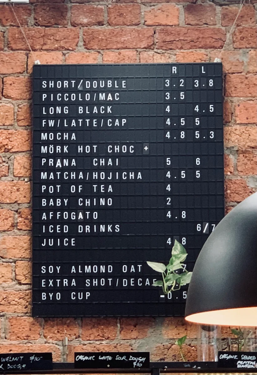 Menu, Calle Bakery