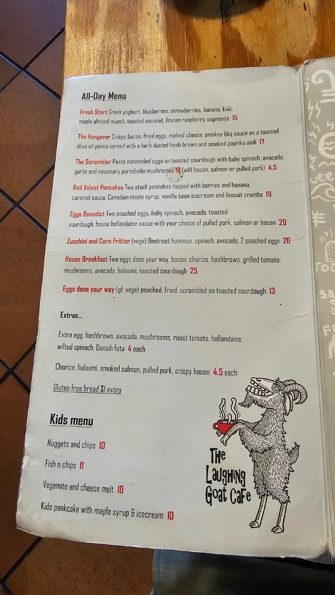 Menu, The Laughing Goat Cafe