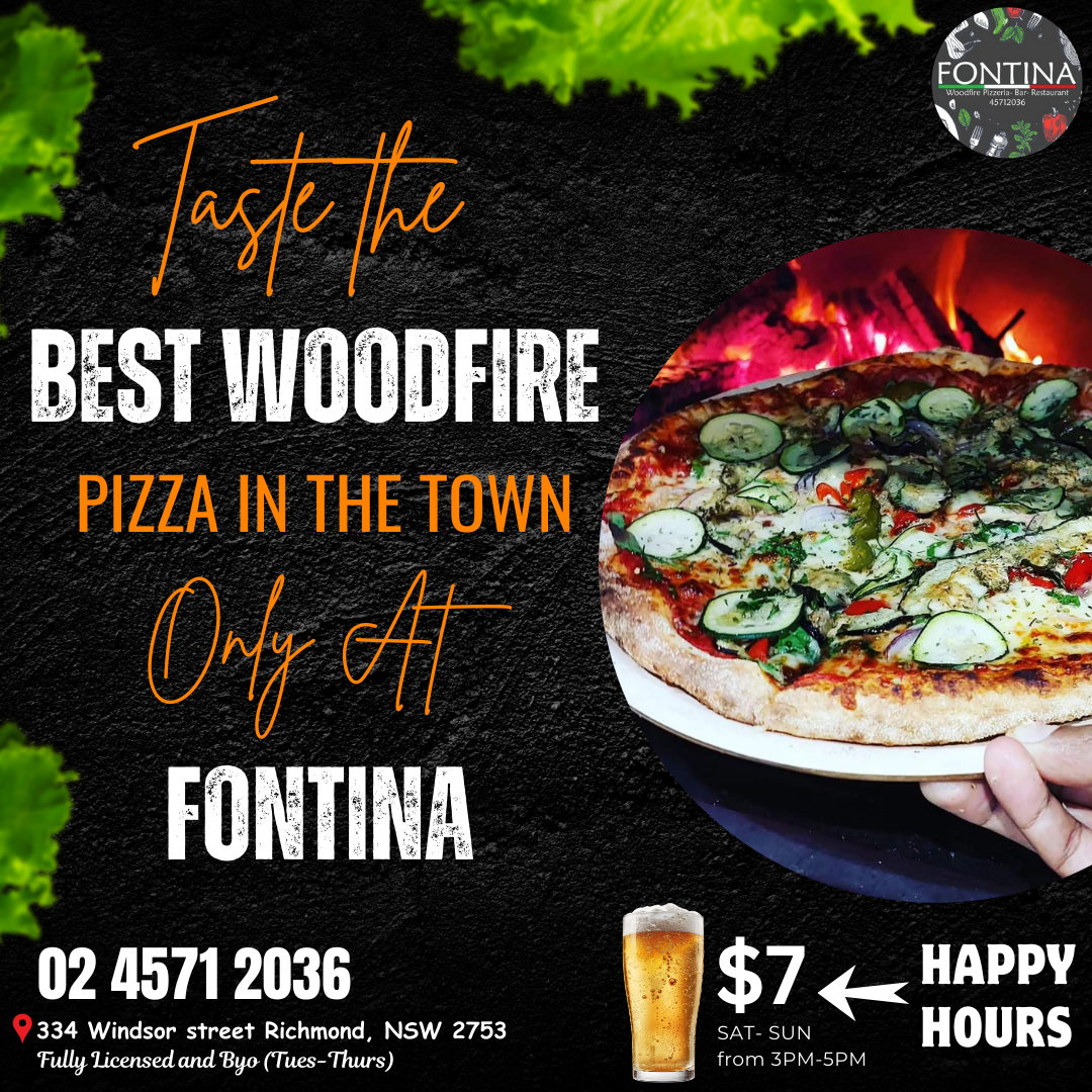 Menu, Fontina Woodfire Pizzeria