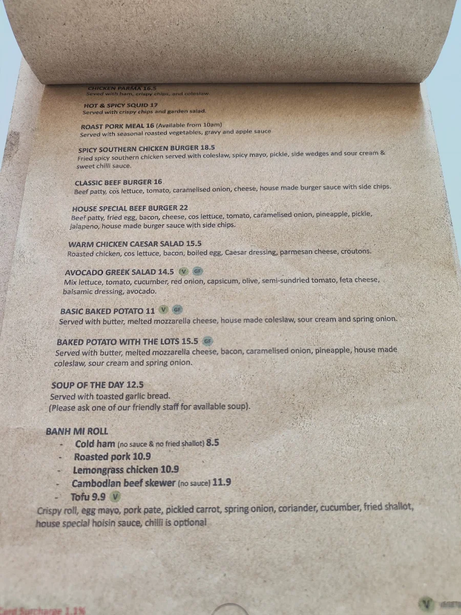 Menu, St Germain Cafe