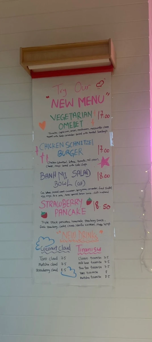 Menu, St Germain Cafe