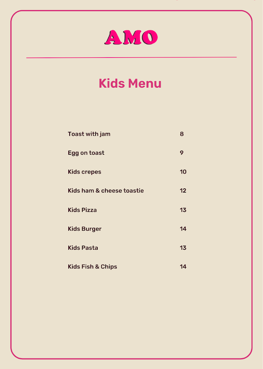 Menu, Amo House And Catering