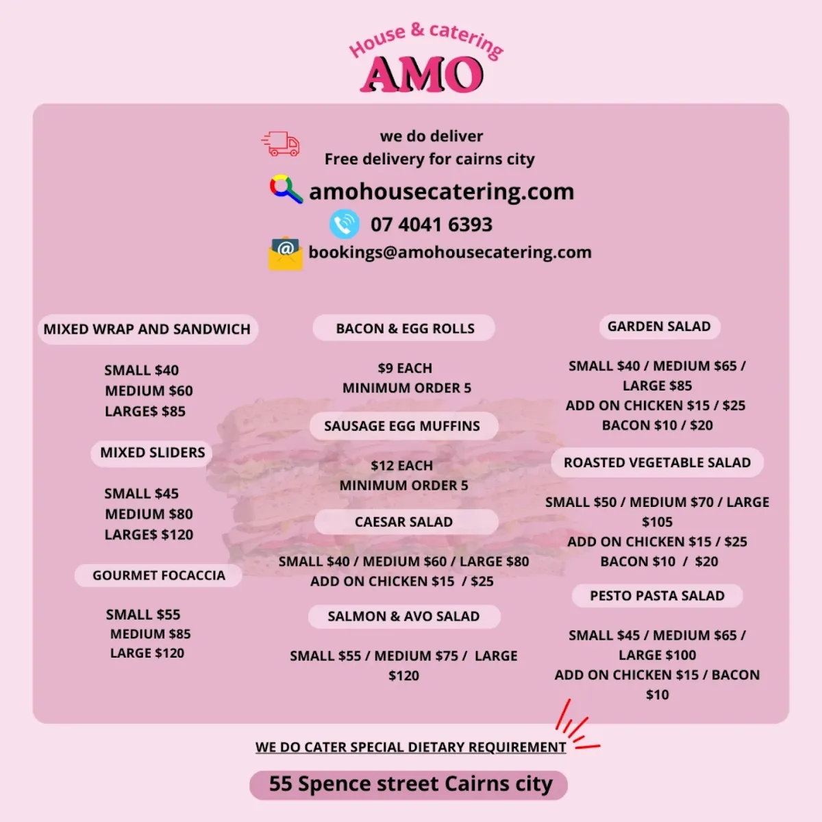 Menu, Amo House And Catering