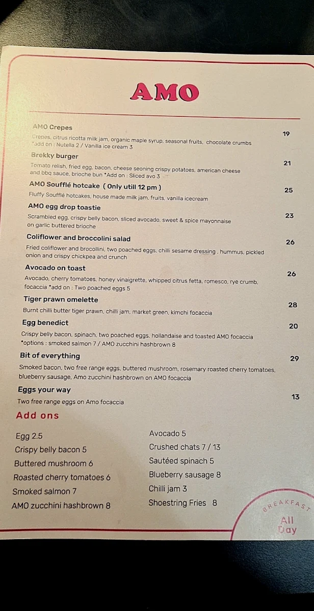 Menu, Amo House And Catering