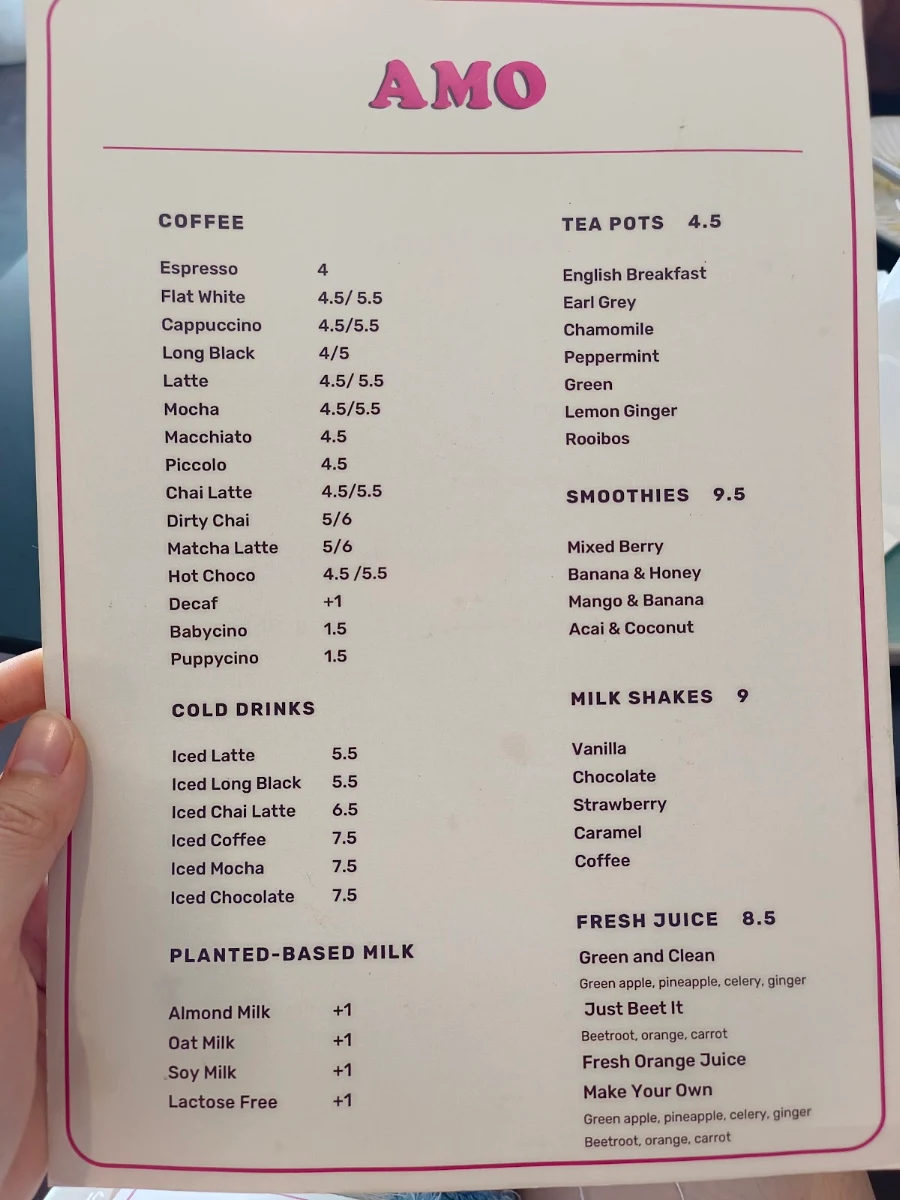 Menu, Amo House And Catering