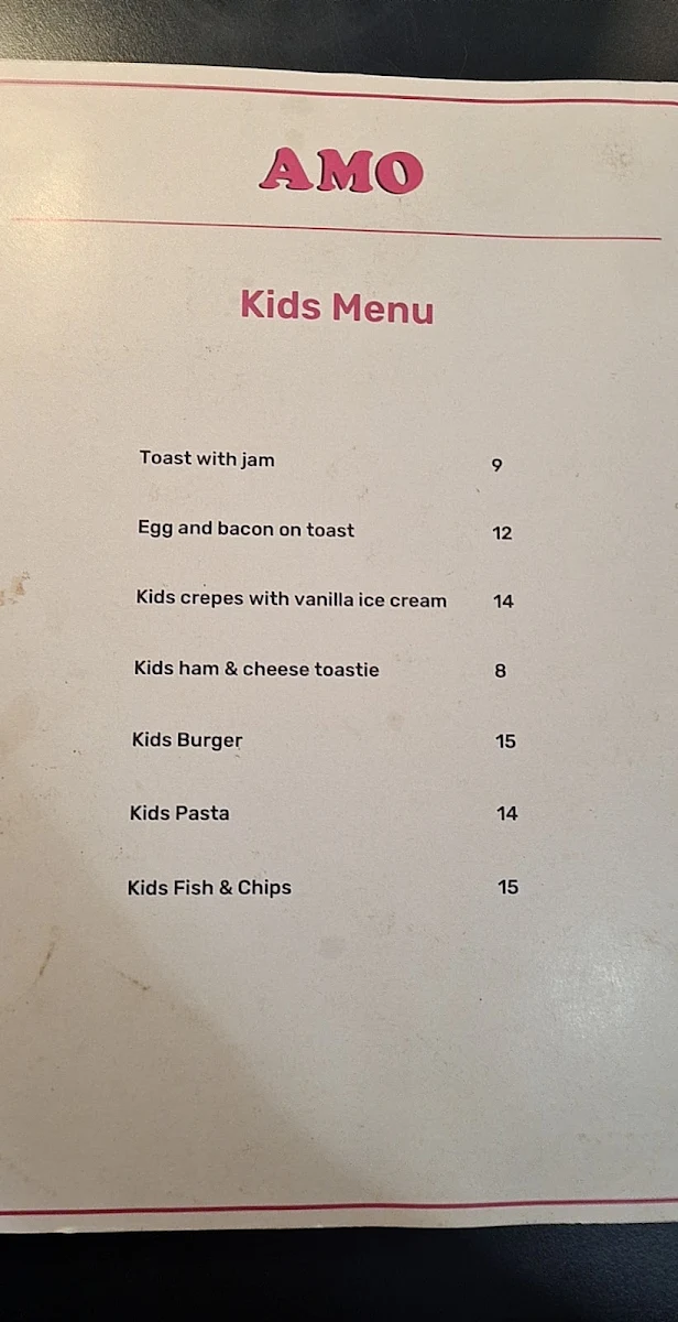 Menu, Amo House And Catering