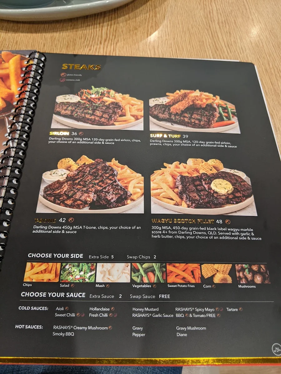 Menu, Rashays - Campbelltown